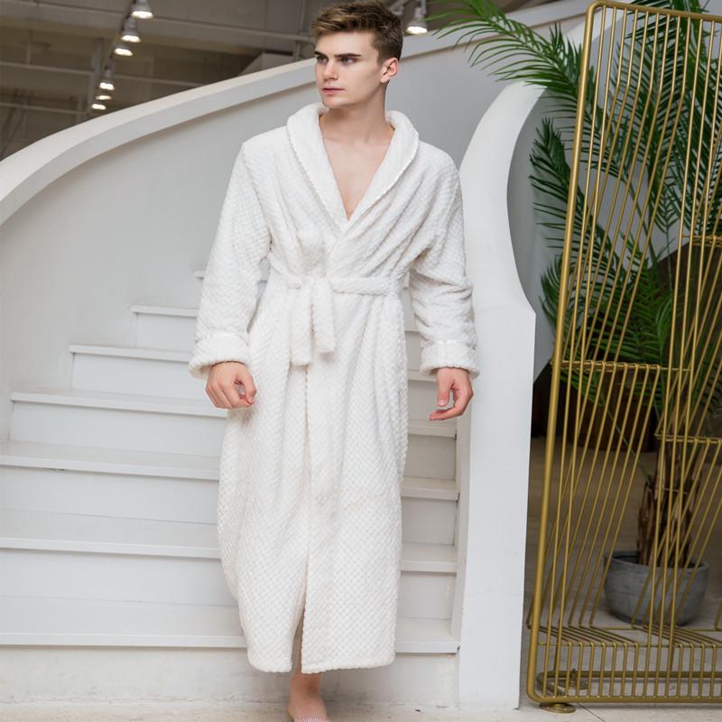 Extended Length Coral Fleece Bathrobe and Pajama Set for Men and Women - Plush, Thickened, Perfect for Winter and Autumn