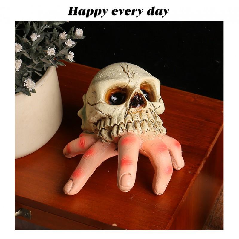 Halloween Skeleton Hand Conch Resin Decor Spooky Garden Prop Haunted House Party