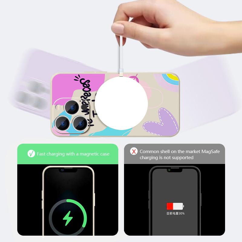Magnetic For Magsafe Case For iPhone 17 Pro Max Colorful Lucky Letter Print Soft Silicone Phone Back Cover For iPhone 16 15 14 13 Pro Max 16e 17e