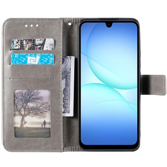 Coque de Protection - BOOLING - Samsung Galaxy A17 4G/5G - Cuir PU Marron Géométrique - 2 Vitres