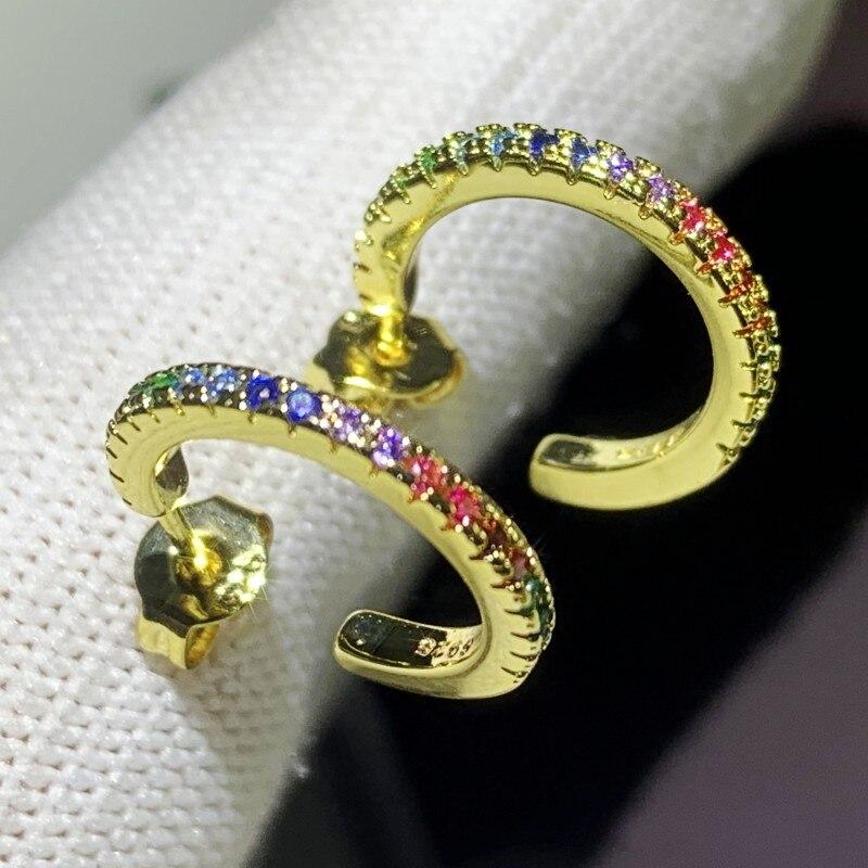 Klasické šperky s briliantovým brusem Pravé stříbro 925 Více drahokamů 5A Zirkon Populární dámské svatební náušnice pecky dárek