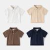 Jungen Unifarbenes Poloshirt Kurzarm Lässig mit Kragen Sommer Oberteil für Kinder