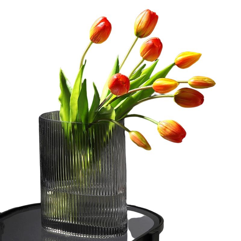 5pcs Real Touch Flower Simulation Plant Artificial Tulip Flowers Single Long Stem Bouquet 40cm Wedding Fake Flower Home