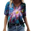 Summer Flower T-Shirts Floral 3D Print Women V-Neck Short Sleeve T Shirt Streetwear