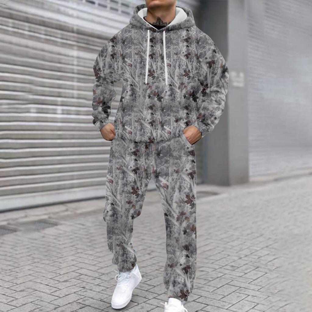 Męska bluza z kapturem z długim rękawem z nadrukiem casualowym i personalizowanym, męski sportowy zestaw dwuczęściowy: bluza i spodnie dresowe