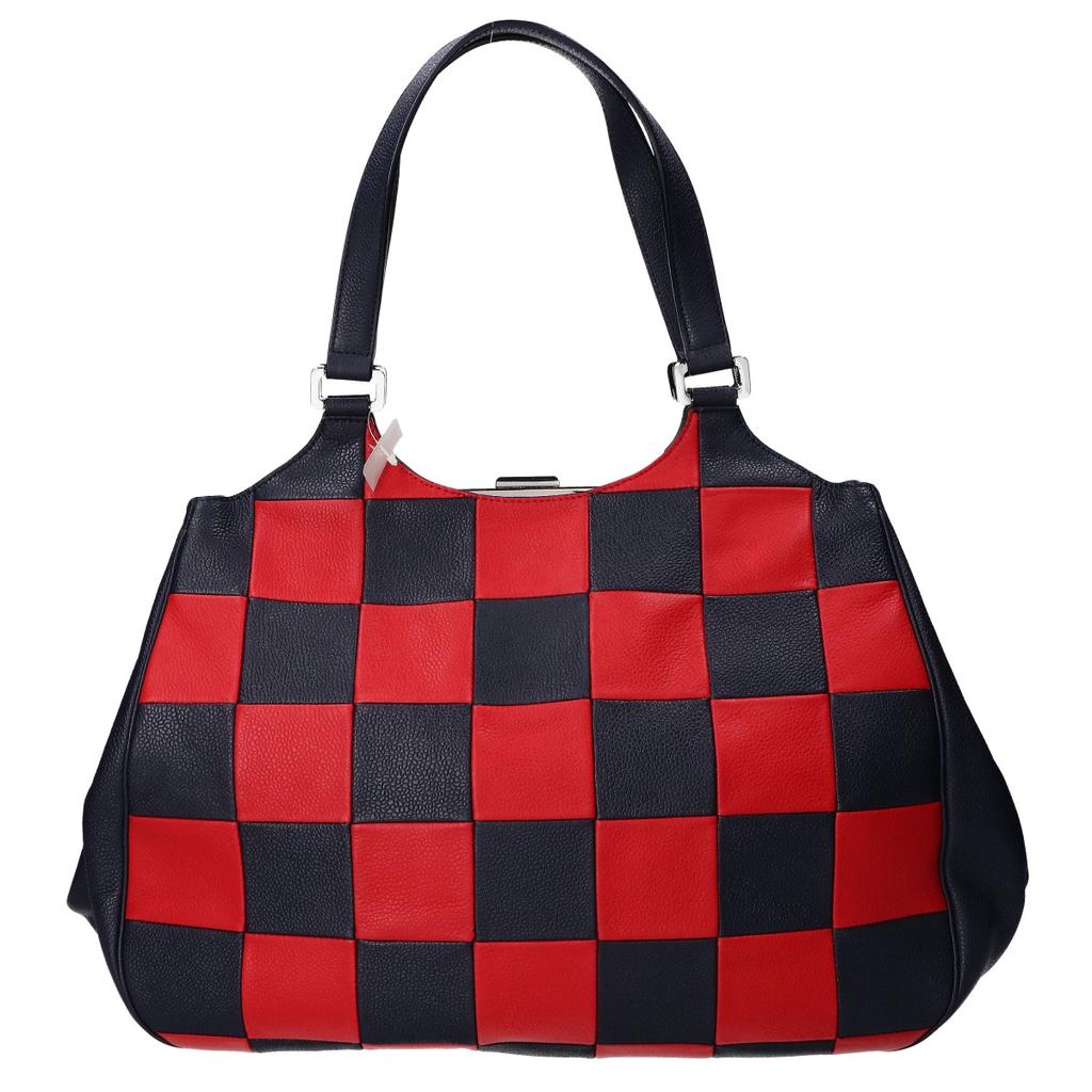 Brooks Brothers [Excellent Condition] Genuine Leather Block Check Leather Tote Bag Navy / RedUsed