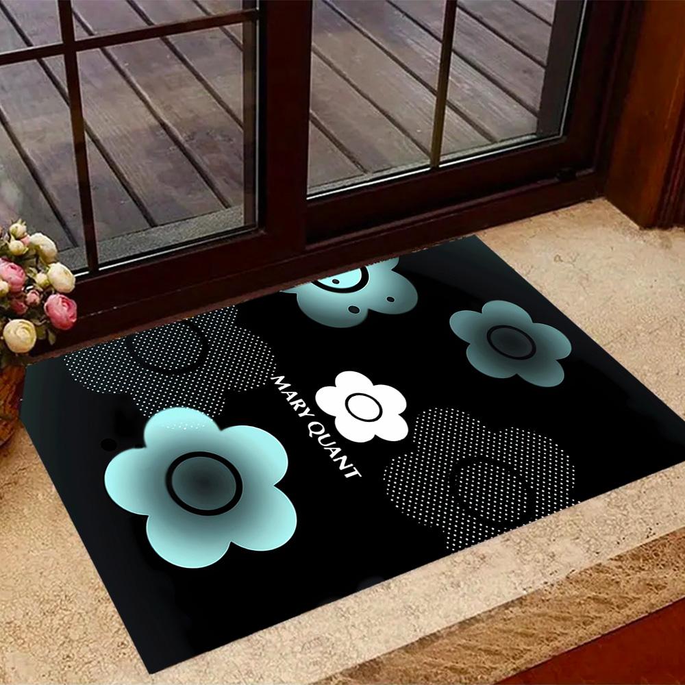 Mary Quant logo Themed Anti-Slip Rugs - Polyester Home Decor, Suitable for Bedrooms, Living Rooms, Doorways, Studios, and Decorations