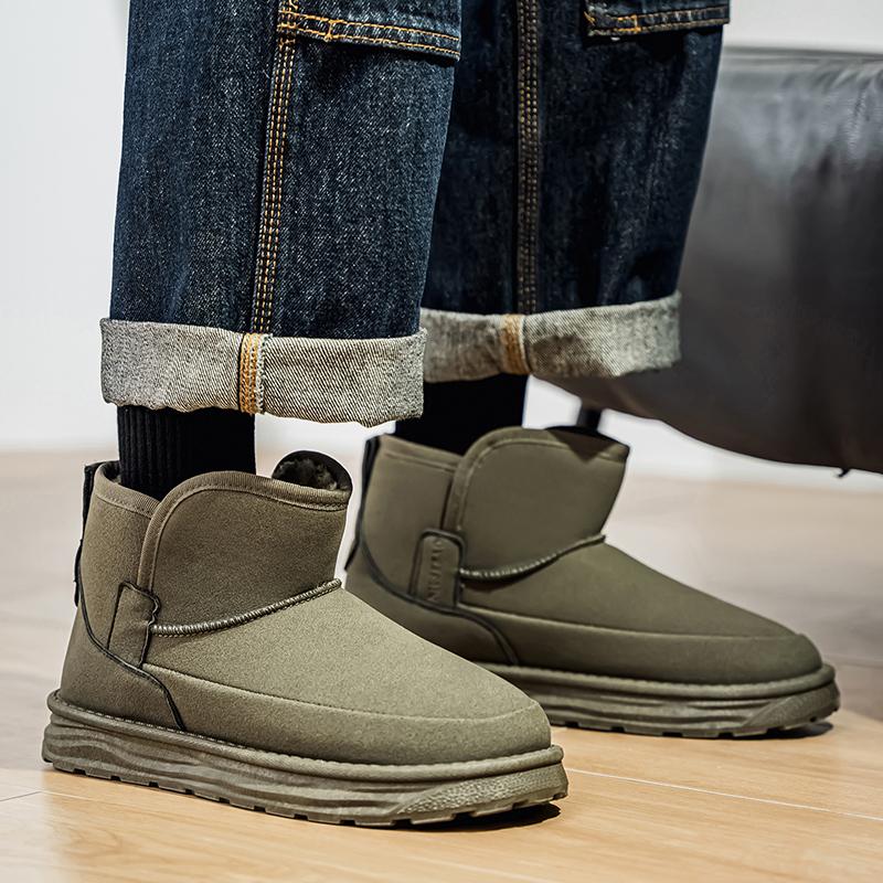 Winter Snow Boots for Man Plush Men Ankle Boots High-top Warm Thermal Insulated Flats Fleece-Lined Non-Slip Outdoor Casual Shoes