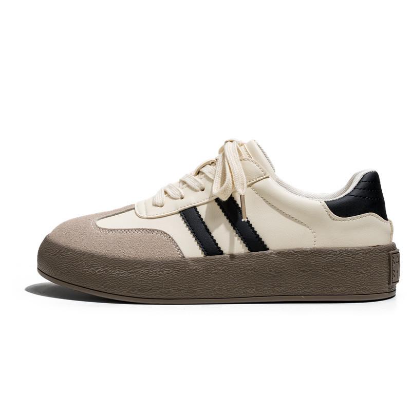 Meiretu Men's Trendy Retro German Trainer Sneakers - Superfiber Leather, Unisex, Flat Skate Style  