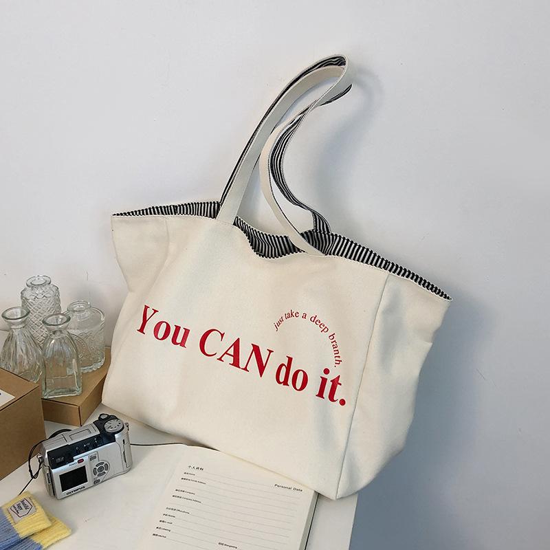 2025 spring and summer new double-sided tote bag women's casual large-capacity striped shoulder bag hand bag