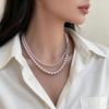Shi Jiaman Women's Rose Pearl Layered Clavicle Necklace - Elegant Autumn/Winter Sweater Accessory