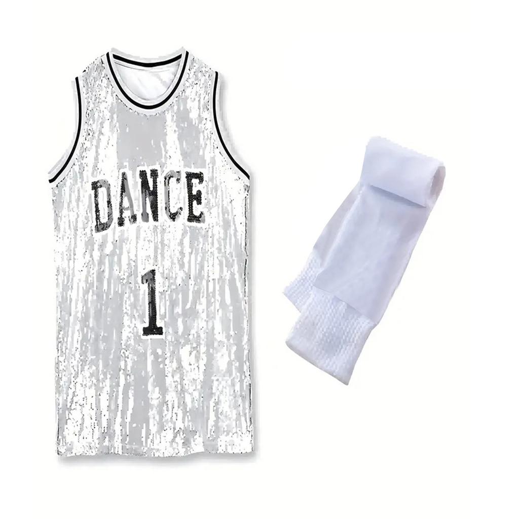 Girls' Sequin Jacket Sports Suit Hip Hop Dance Street Dance Performance Outfit