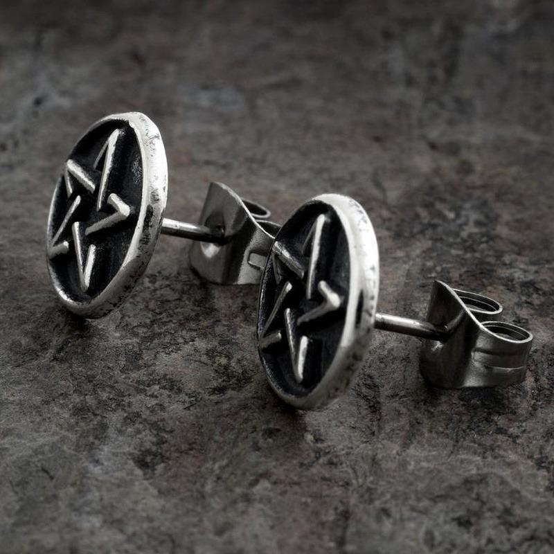 Einfache und modische silberne kleine Pentagramm-Ohrringe