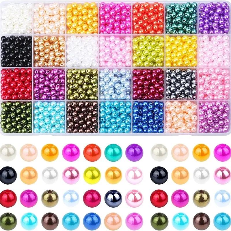 

1960PCS6mm28-color dyed pearls, loose beads, beaded bracelets, necklaces, materials, jewelry accessories. 6mm
