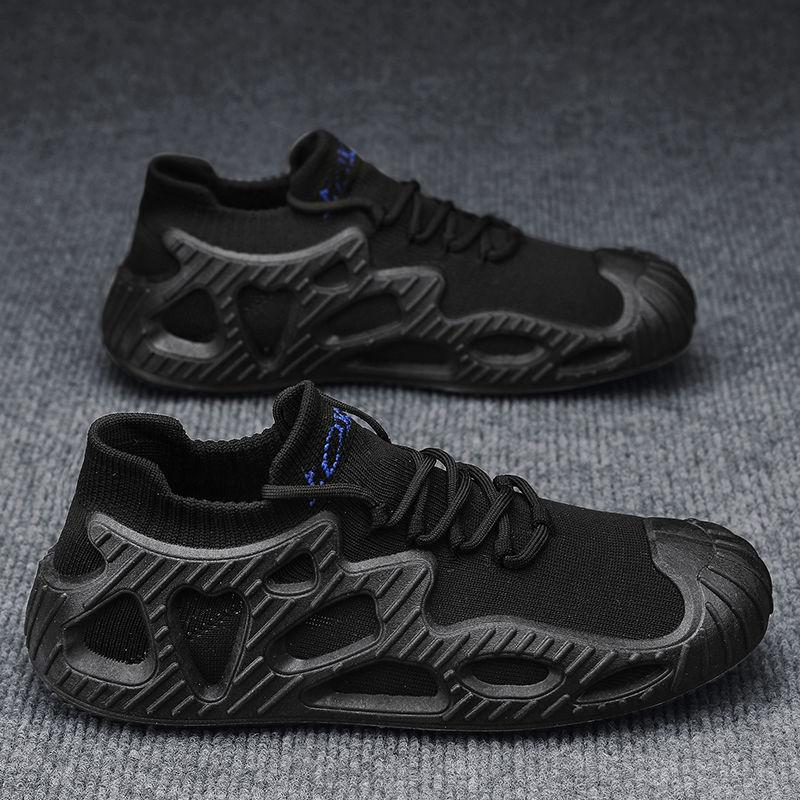 

Модные мужские кроссовки, летние низкие эластичные мужские кроссовки, повседневная обувь для мужчин в Корейском стиле 10 чёрный