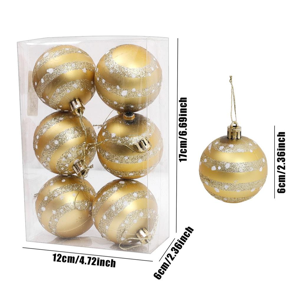 24/6Pcs Christmas Colored Balls Red Green White Spiral Colorful Painted Christmas Ball Xmas Tree Hanging Decoration Supplies