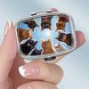Portable Pill Box with 2 Compartments, Mini Metal Medicine Organizer Case, Cute Printed Pill Container for Vitamins, Pills, Jewelry, Travel, Daily Use