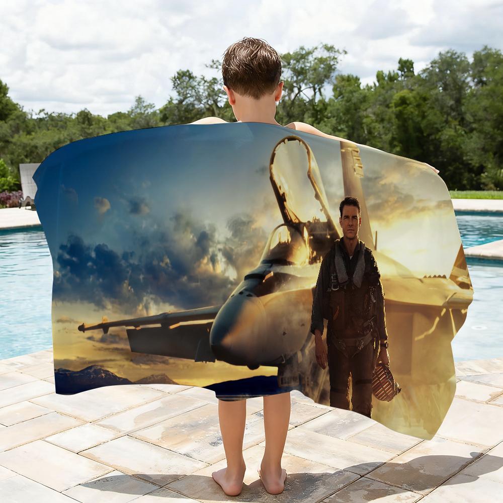 Film T-Top Gun M-Maverick Towel Soft Lightweight Anti-Sand Large Beach Towel Quick-Drying Bath Sports Family