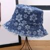 Stylish Distressed Trim Flower Print Fisherman Hat Breathable Bucket Hat for Spring Autumn Daily Outfit Fashion Headwear