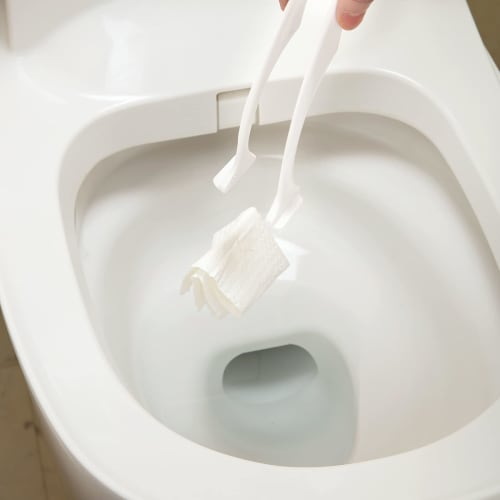 Mameita Cleaning Toilet Tongs, 6cm Wide X 3cm Deep X 22cm Long, White, Fits Sheets and Paper, Compact, Includes Storage Case, TS-311
