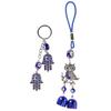 2pcs Blue Eye Owl Ornament Attractive Ancient Amulet Hand Keychain for Home Decoration Office