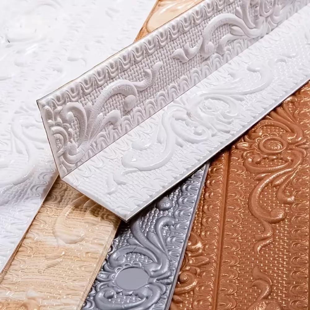 1pc 2.3mX12cm  Wall Edge Strip Stickers Self Adhesive Waterproof Baseboard Wallpaper Border Wall Sticker Bedroom Wall Decoration