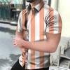 Holiday Beach Striped 3D Print Men Tops Man/Women Casual Fashion Short Sleeves Shirt Lapel Button Shirt Oversized Unisex Clothes
