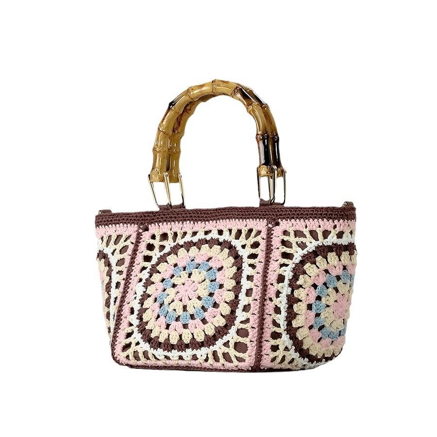Sac à bandoulière crocheté à la main pour femmes bandoulière en tissu de bambou sacs de luxe de créateur sacs pour femmes