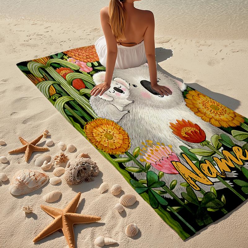 Personalisierbares Ultra-Weiches Strandtuch mit Koala-Motiv, Ideal für Pool - Camping, Tauchen - Perfekter Reisebegleiter, Lebendiges Strandtuch.