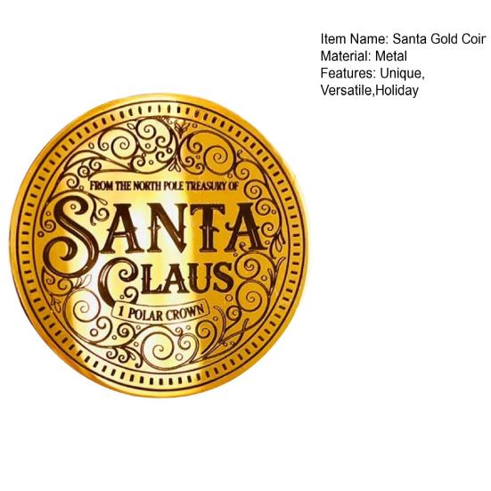 Santa Gold Coin Decorative Christmas Keepsake 4cm Stainless Steel Surprise Token Festive Party Decoration