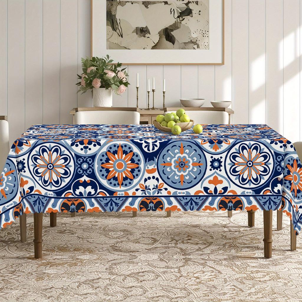 One bright geometric flower tablecloth - suitable for Easter, Mother's Day, Father's Day, and Thanksgiving Day.PMJ