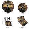 New Year'S Theme Party Tableware Set Party Tablecloth Tissue Paper Plate Paper Cup Scene Flag Arrangement