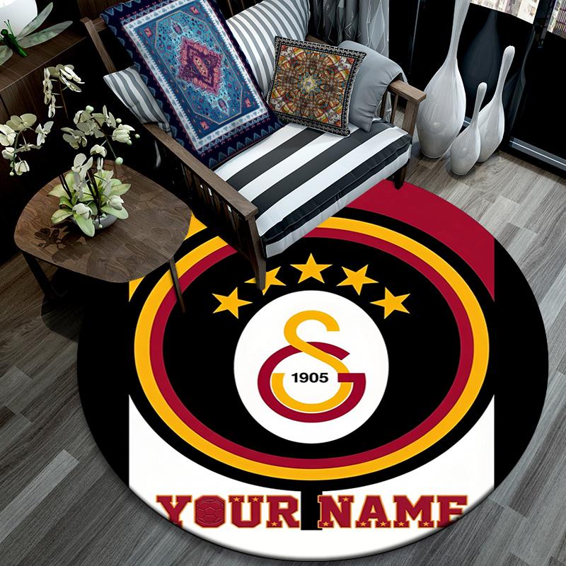 Custom Name,Galatasaray SK pattern round rug,Carpet Rug for Living Room Bedroom Playroom ,Non-slip Floor Mat,Holiday Gifts and Birthday Gifts.