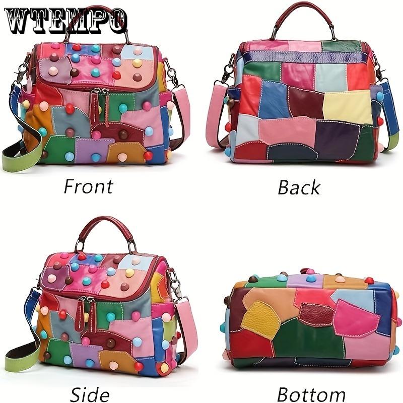 Torebka Damska na Czas Wolny - Modna Torebka Kurierska ze Skóry Owczej, Przestronna Szyta Torebka Kurierska na Ramię, Wyjątkowy Kolor Letnia Torebka Damska