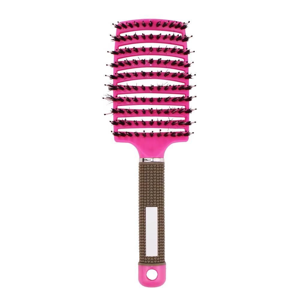 Scalp Massage Comb Bristle Nylon Rubber Handle Vent Detangle Brush for Curly Hair Women & Men Hairdressing Tools