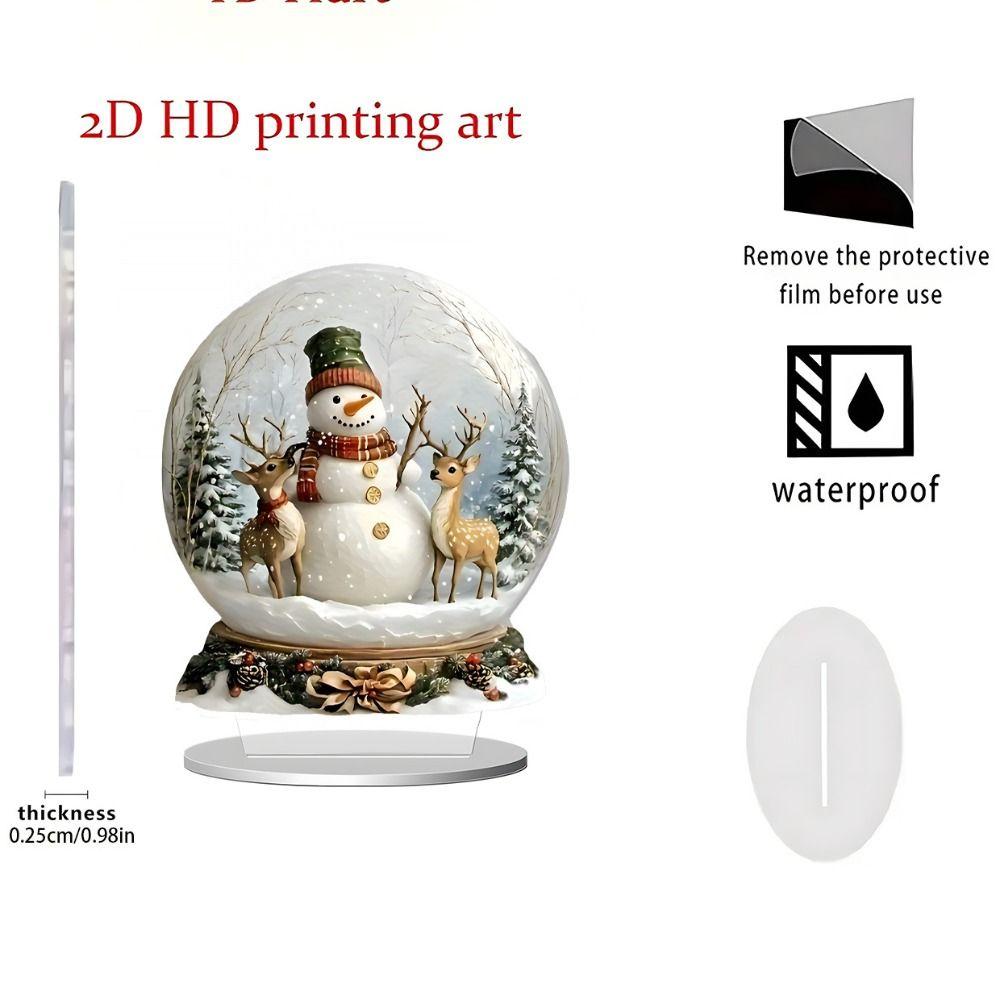 Elk Snowman Christmas Scene Ornaments 2D Flat Santa Claus Statue Ornaments Gifts