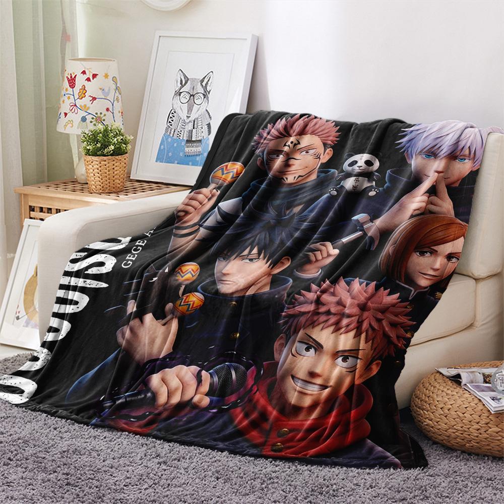 1PC Jujutsu Kaisen Patterned Flannel Blanket Suitable For All Seasons For Home Decor Warmth And Comfort Gifts Holiday Present