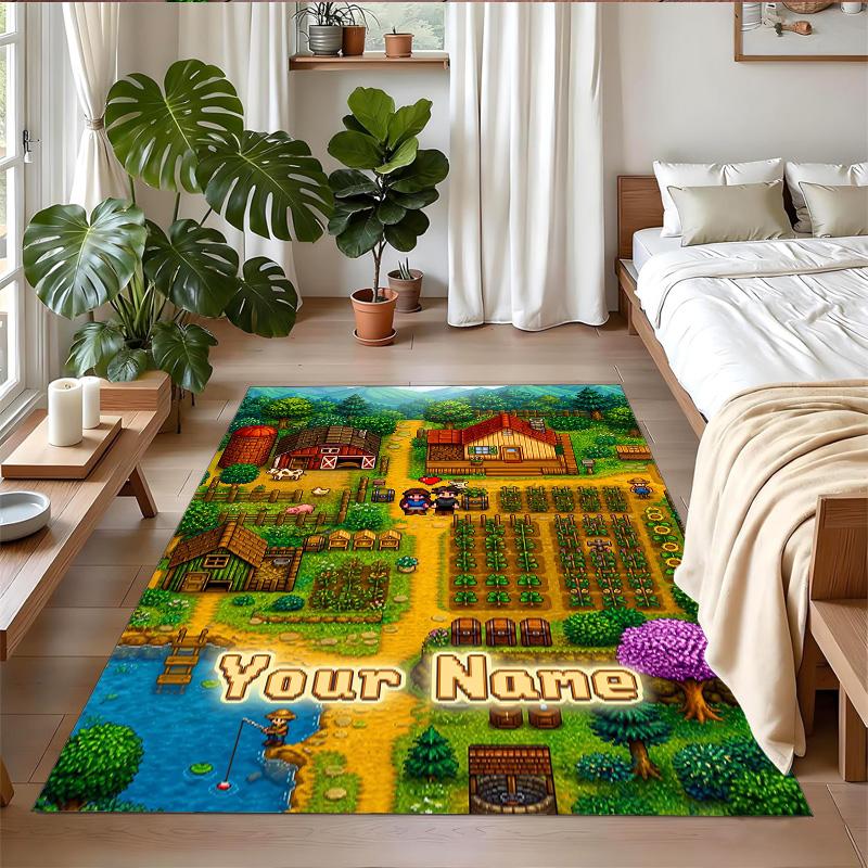 Crystal Velvet Rug Custom Name Text, Soft Non Slip Floor Mat Home DecorStardew Valley