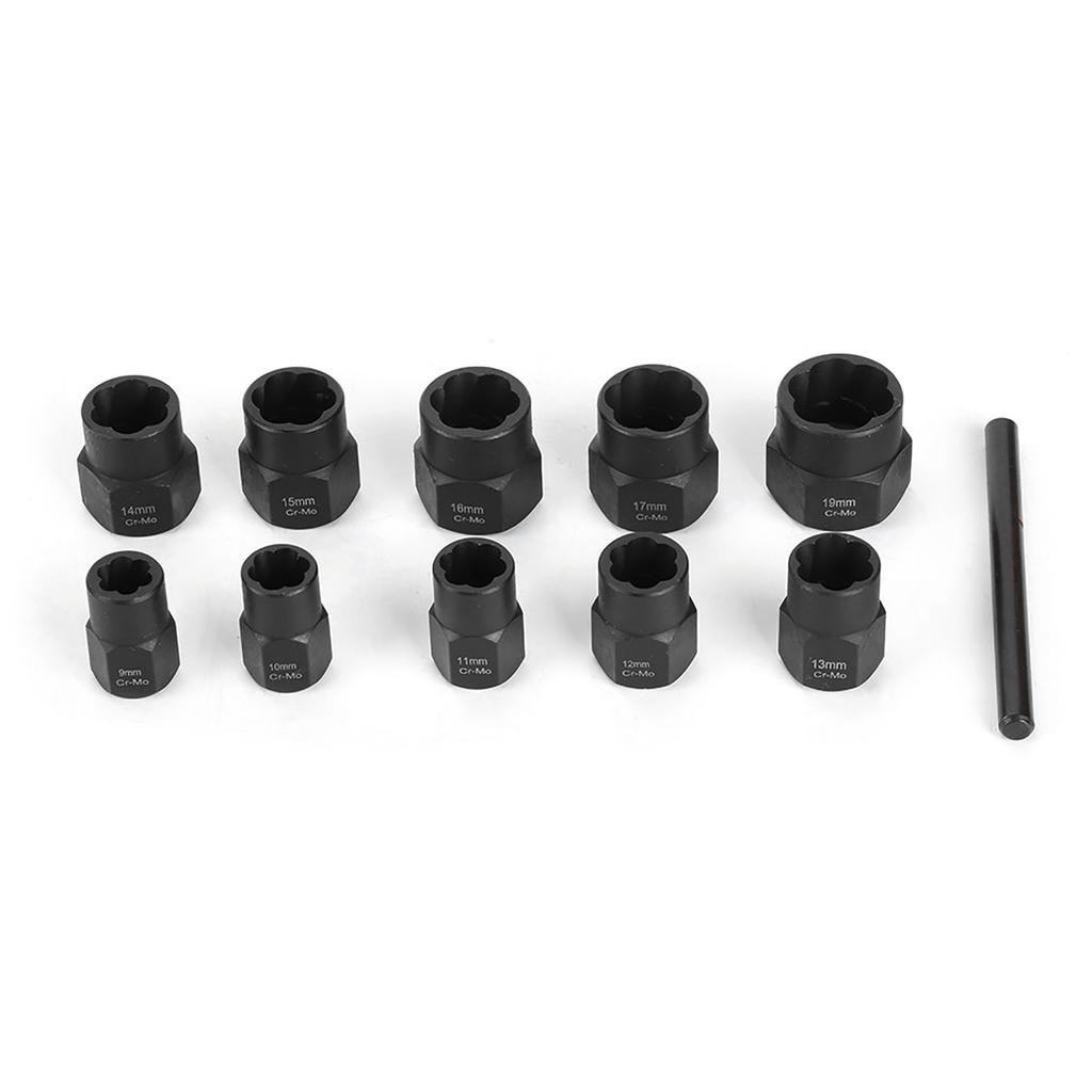 11pcs set Damaged Nut Lock Remover 3 8in Drive Size Twist Socket Straight Bar Set