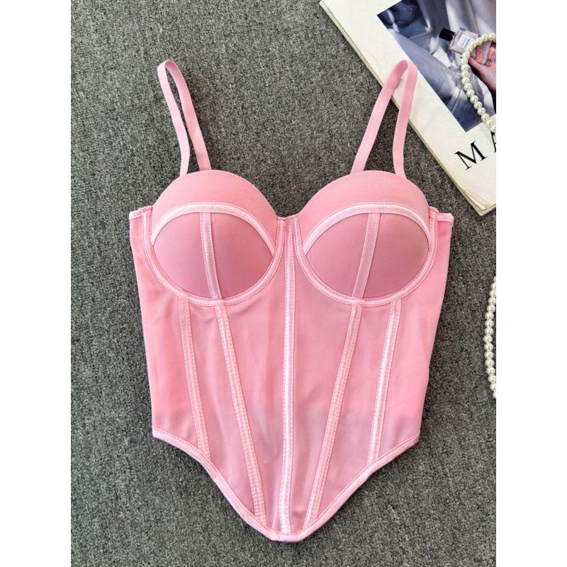 Outwear Corset Asymmetrical Hem Fishbone Soft Support Steel Ring Short Vest Sling Slim-Fitting Simple Tube Top Tops