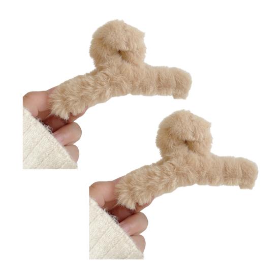 Hair Claw Plush Decor Strong Grip Back Head Hair Clip Women Large Shower Hair Clamp Hair Styling Tool