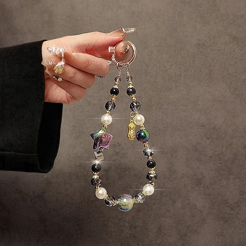 Luxury High-End Mobile Phone Chain Full of Star Crystal Beaded Bracelet Mobile Phone Lanyard Short Wrist Hand Chain Pendant
