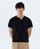 GHOST REPUBLIC Crop Stripe Color Block Roll-Up Henley Neck Short Sleeve Tee Gt-393_Black
