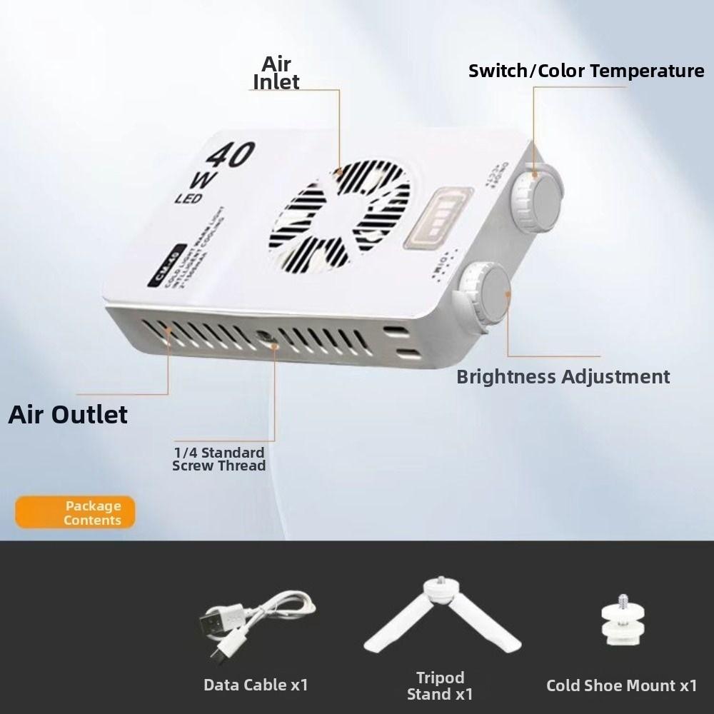 With Fan Handheld Fill Light 2800-9000K Camera Top Light Portable Selfie Lamp  Video Lighting