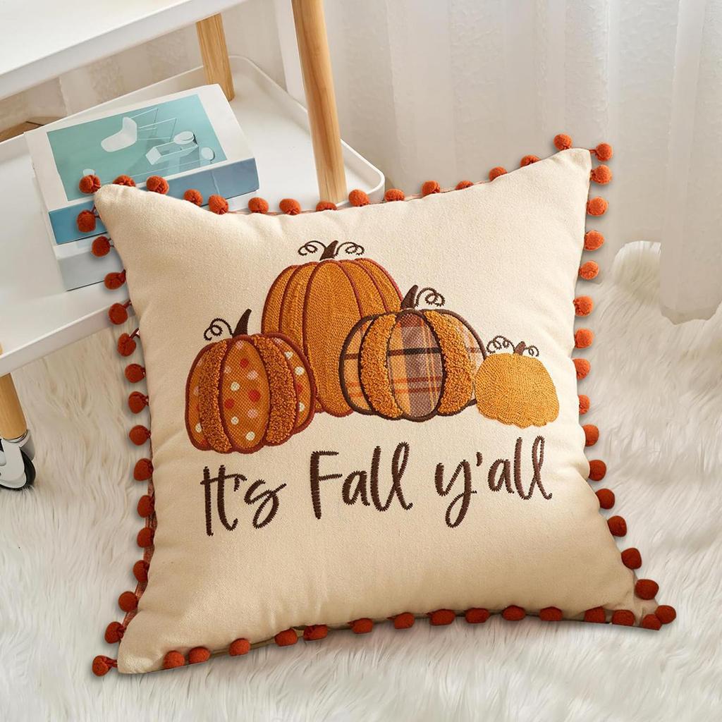 Fall Pumpkin Pillow Covers Pumpkin Pillow Cases Thanksgiving Decor 18x18 Inch Cushion Pillowcase For Bedroom Halloween Couch