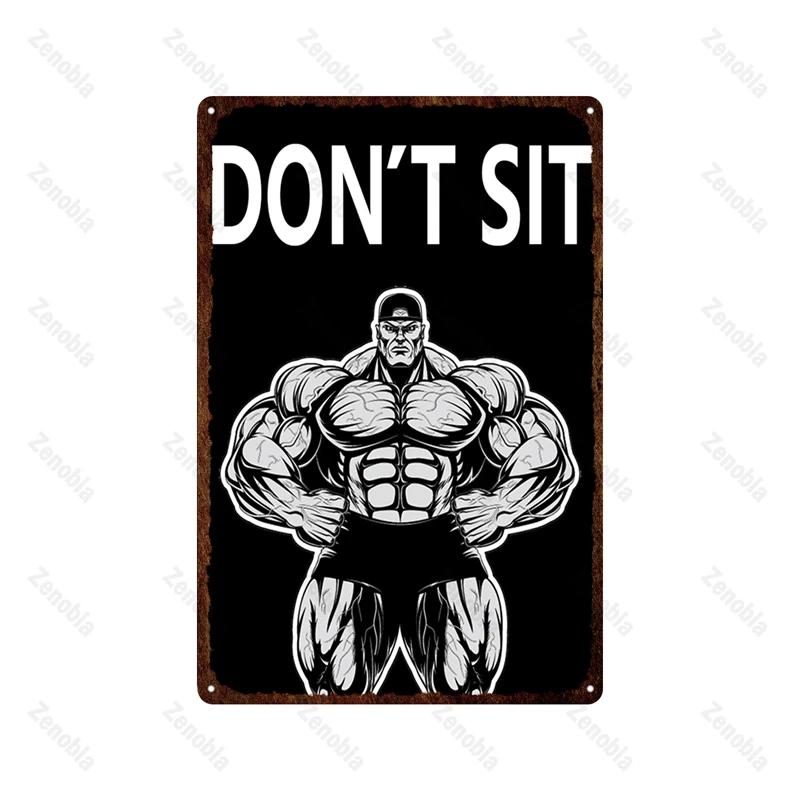 Trening Mięśni Fitness Metalowy Znak Podnoszenie Ciężarów Boks Sport Metalowa Tablica Tabliczki Sztuka Podnoś Ciężkie Blaszane Plakaty Siłownia Bar Wystrój Domu