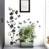2024 New 3D Butterfly Wall Stickers  Black Flower Rattan Living Room Background Room Wall Stickers Dark Style 38*43cm Home Decor