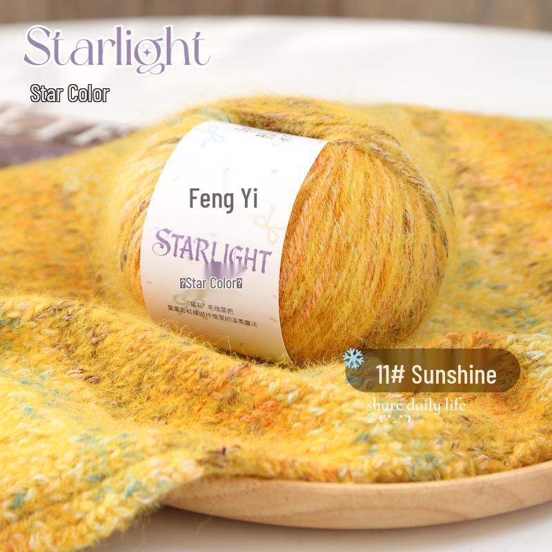 Starry Color Wool Blend Yarn for DIY Knitted Blankets, Sweaters, Hats, and Scarves