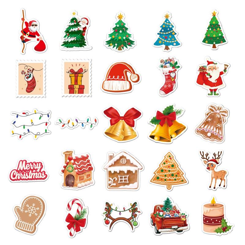 100pcs Christmas Stickers Decals Waterproof Self Adhesive for Water Bottles Pad Skateboard Luggage Phone