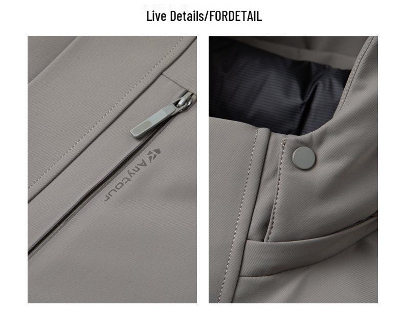 Men's Hooded Down Jacket with Removable Liner, 3-in-1 Design for Middle-Aged and Elderly.